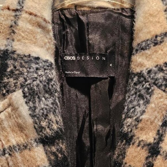 ASOS Design Men's Overcoat - soft plaid in brown, beige & black - Medium - Picture 2 of 5